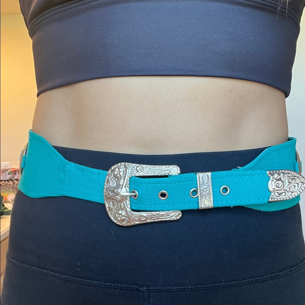 Vintage Turquoise Belt with Silver Buckle